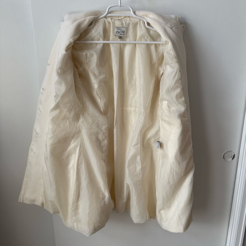 Y2K Classic Old Navy Fully Lined Cream Peacoat Italian Wool Blend - Picture 4 of 15
